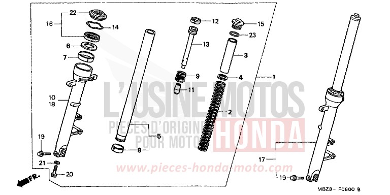 GABEL, VORNE von CB1300 Super Bold'or ABS CANDY TAHITIAN BLUE (PB215) von 1998
